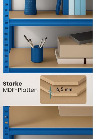 Потужний стелаж KARAT XXL, синьо-помаранчевий 200 x 180 x 60 см, стелажі для гаража, підвалу та майстерні - безболтові стелажі, широкопрохідні стелажі, підвальні стелажі, стелажі для майстерні (TitanRack Big)