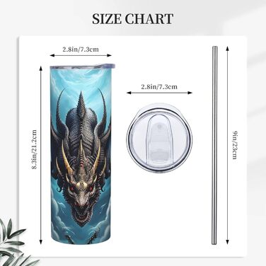 Кружка з прямою трубочкою, дизайн летючий дракон, принт, підходить для кемпінгу, офісу та дому, 590 мл