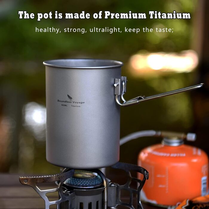 Безмежна подорож Ультралегкий портативний 900 мл відкритий титановий горщик з кришкою Відкидною ручкою Кемпінгова вода Рис Миска д