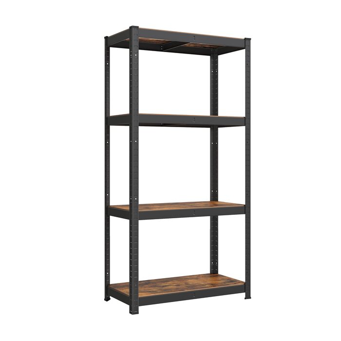 Окремостояча полиця SONGMICS, книжкова шафа, полиця для зберігання, 4 полиці, регульована, 40 x 80 x 160 см, вантажопідйомність до 520 кг, для кухні, вітальні, вінтажний коричнево-чорний GLR044B11 1 Вінтажний коричневий чорний