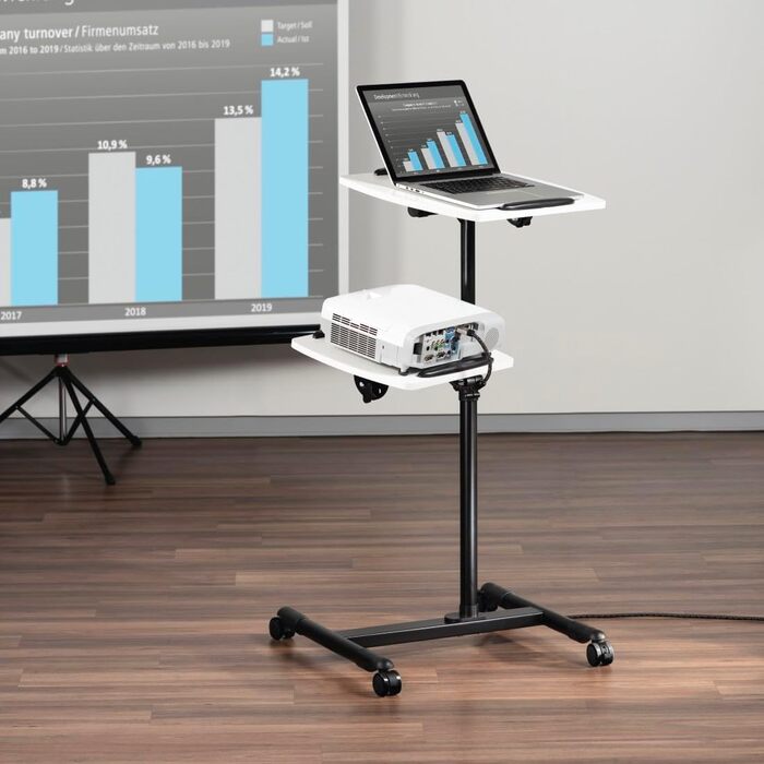 Стіл для проектора Hama з 2 рівнями (42 x 50/40 x 35 см), регульований по висоті, з колесами