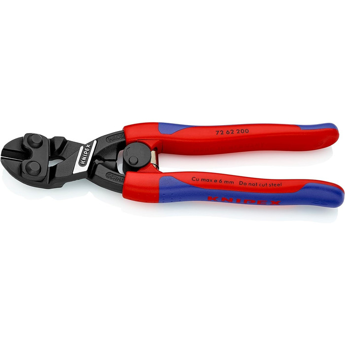 Кусачки Knipex Kraft для м'якого металу та пластику врівень з поверхнею, чорні, з тонкими багатокомпонентними ручками 200 мм 72 62 200