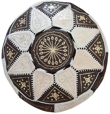 Пуф, ручної роботи з марокканської натуральної шкіри, зручна подушка на підлогу для дорослих, круглий пуф для сидіння 55x35 см, коричневий пуф для ніг, подушка сидіння (без наповнювача)