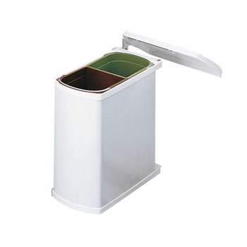 Відро для сміття Hailo 3416001 Поворотне відро для сміття Duo 16 л вбудоване відро для сміття білого кольору з шафи 45 см з відкид