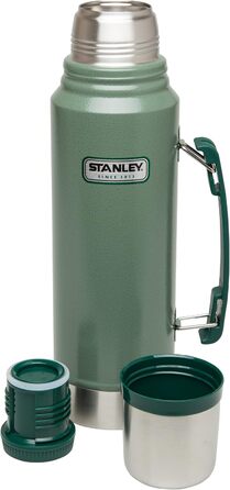 Термос Stanley Classic Legendary - Зберігає температуру гарячою або холодною протягом 24-32 годин - Можна мити в посудомийній машині - Герметична кришка служить чашкою - Ізольована пляшка без BPA - Термос з нержавіючої сталі