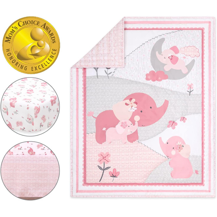 Комплект дитячої постільної білизни з 3-х предметів Peanutshell для дівчаток - новонароджених, немовлят і малюків, декор дитячої п
