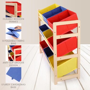 Шафа для зберігання іграшок з кошиками - 3-х ярусна дитяча полиця - З кошиками - Полиця для іграшок - Меблі для дитячої кімнати -