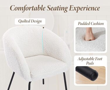 Крісло Chairus з м&39яким штучним хутром для спальні, вітальні, крісло для ванної кімнати, крісло для відпочинку з металевими ніжками (біле)