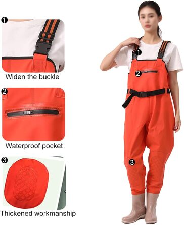 Жіночі водонепроникні вейдерси, двошарові неопренові вейдерси, рибальські вейдерси з чобітьми, дихаючі вейдерси, вейдерси для перехресного хобі для будівельних майданчиків, риболовлі, ферм, садів, EU38 фіолетовий