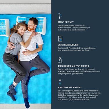 Ортопедична подушка Technogel нового покоління Original Deluxe для підтримки шиї, антибактеріальна, гелева подушка для шийного відділу хребта для сну на спині та боці, вкл. наволочку