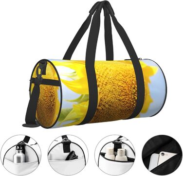 Спортивна сумка, дорожня сумка, жовта сумка з принтом соняшників, сумка для подорожей, чорна, універсальний розмір