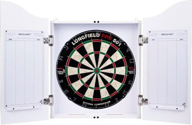 Дерев&39яна шафа для дротиків Engelhart, сизалева мішень для дротиків, включаючи 6 дротиків 18 г та аксесуари (білий колір)