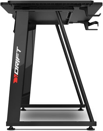 Ігровий стіл з карбоновою стільницею, покритий повнорозмірним килимком, тримачем для чашки та навушників, регульованими ніжками, чорний, 75-