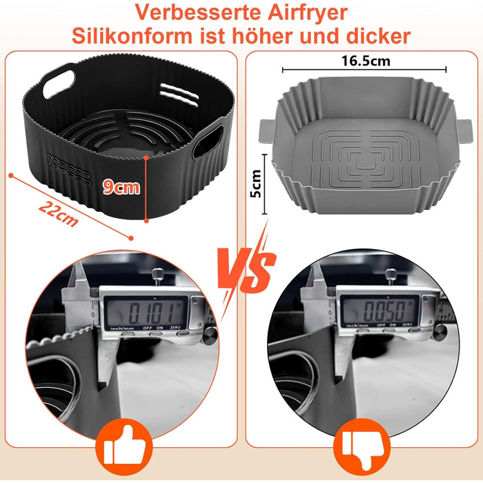 Аксесуари для фритюрниці 4PCS 22CM - Аксесуари для фритюрниці Philips Airfryer XXL 7.2 л, 8.3 л, COSORI 5.5 л, Princess 6.5 л, Ninja 6.2 л, решітка для гриля Форма для піци Папір для випічки Силіконова форма для фритюрниці