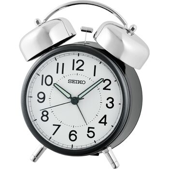 Будильник Seiko, чорний металік