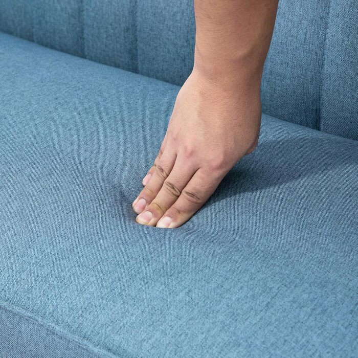 Місний диван HOMCOM, невеликий двомісний диван з лляним виглядом, сучасний м&39який диван для вітальні, спальні, невеликого простору, синій, 117 x 56,5 x 77 см, 2-