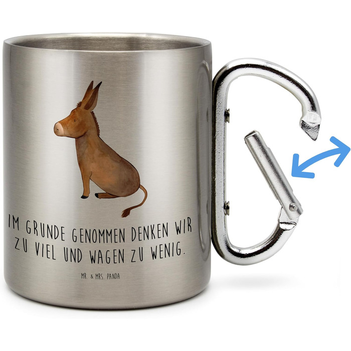 Чайна кружка з віслюком та пані Панда - подарунок, термокружка, ізольована кружка, смішні вислови, нержавіюча сталь, кружка для пиття, хоробрість, впевненість, метал, мужність, мета, позитивні думки