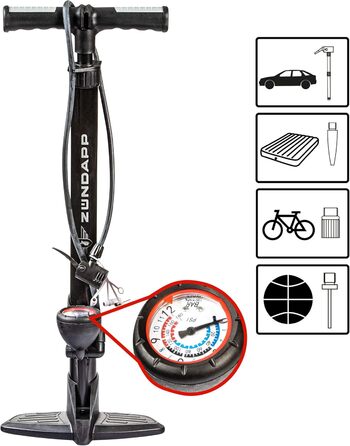 Велосипедний насос Zndapp, підходить для всіх клапанів, велосипедний насос, автомобільний клапан, клапан Presta, французький клапан, підлоговий насос, клапан Schrader, AV, DV, FV, кульовий насос