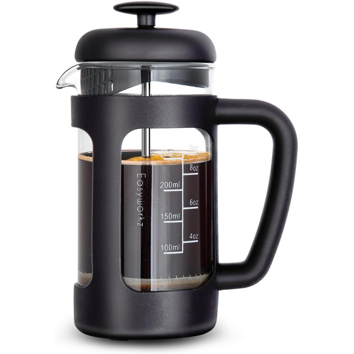 Прес для кавоварки Easyworkz French Press 350 мл з боросилікатним склом, неслизька м&39яка ручка, чорний