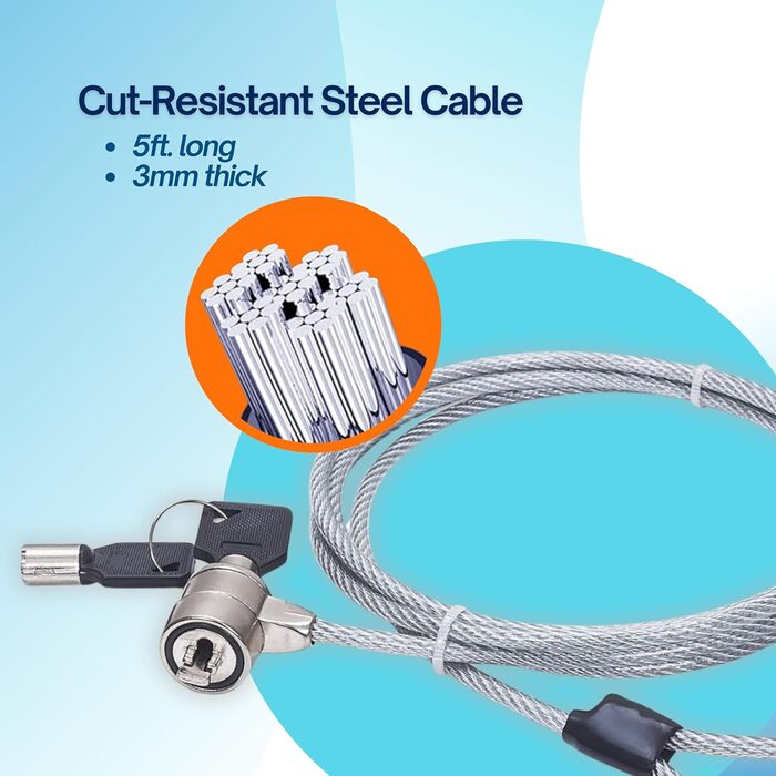 Замок для ноутбука Manhattan з тросом сталевим (1,4 м) та ключем 440271, 1,4 м сталевий трос