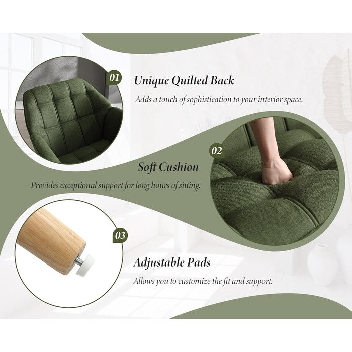 Акцентне крісло-крісло, м&39яке крісло для читання з дерев&39яними ніжками та лляним покриттям, крісло для читання, одномісний диван, крісло під телевізор для вітальні, спальні, затишне місце, зелений 1 зелений