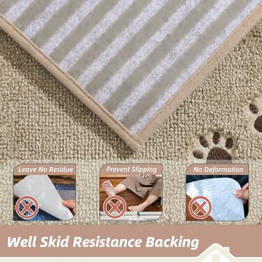 Килимок для сходів BEQHAUSE - Нековзні сходинки, Підходить для дерев&39яних сходинок, Можна прати в пральній машині, М&39який поліестер, Килимок для сходів, 76,2 x 76,2 см, Бежевий 76 x 76 см (Квадратний) Бежевий - Відбиток собачої лапи 1