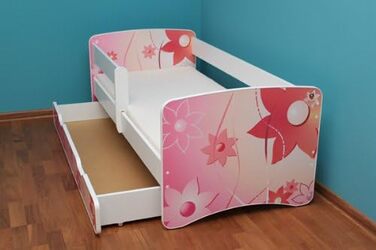 Дитяче ліжко 80x160 із захистом від падіння шухляда, 44 дизайни (поїзд)