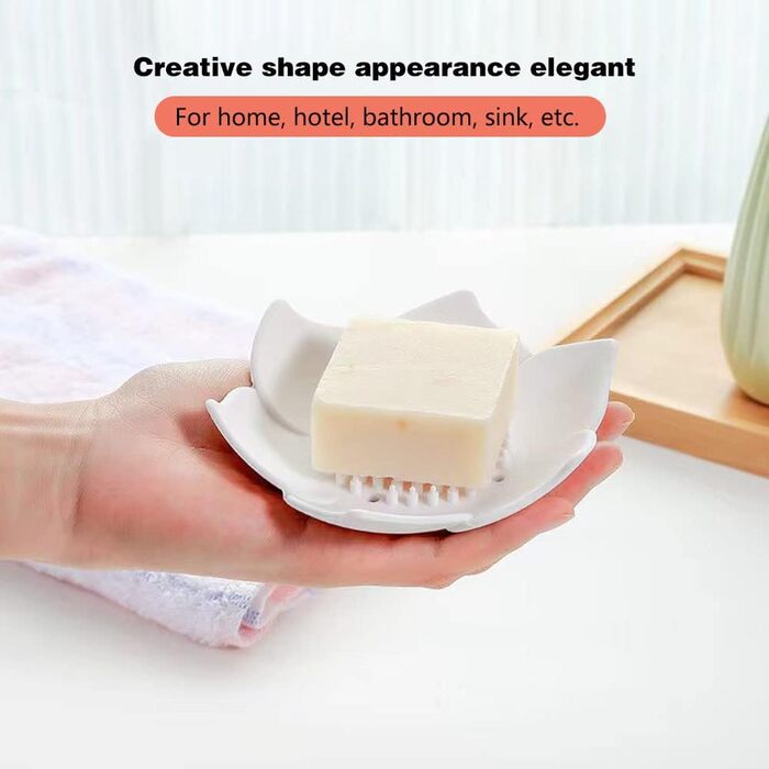 Каучукова мильниця з 2 частин зі зливом, мильниця для кухні, мильниця для душу, мильниця з пелюсткою (біла та сіра)