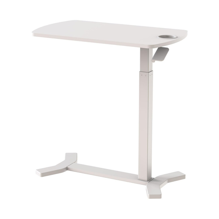 Білий з підсклянником - Мобільний, безступінчасто пневматично регульований по висоті бічний столик 65-103 см на колесах для дивана, ліжка, дитячої кімнати та домашнього офісу, 121WW 70 x 40