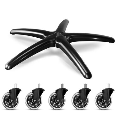 Основа офісного крісла Sytopia, 70 см, міцна металева поворотна основа, вантажопідйомність до 200 кг, універсальна для роликів 11 мм x 22 мм та газової пружини 50 мм, міцна, матово-чорна