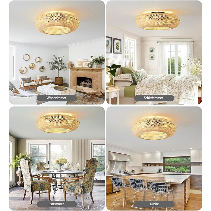 Стельовий вентилятор з підсвічуванням і пультом дистанційного керування Тихий E27 ретро бамбуковий стельовий світильник з вентилят