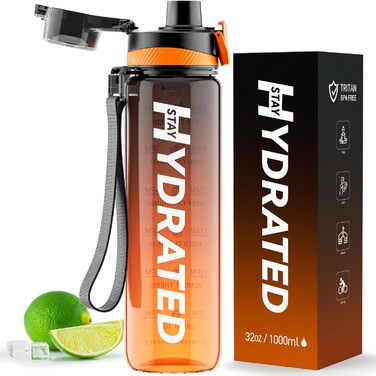 Питна пляшка Mevoly, герметична пляшка для води об'ємом 1 л без вмісту BPA, виготовлена з тритану, спортивна питна пляшка об'ємом