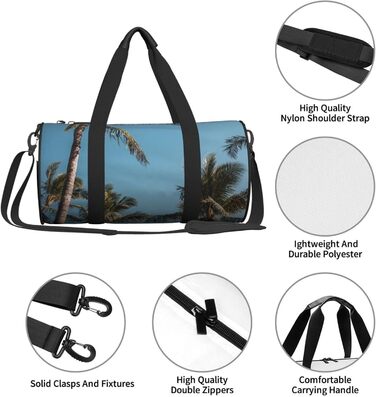 Спортивна сумка, дорожня сумка, пляжна сумка, принт Кокосова пальма, сумка для ночівлі, чорна, універсальний розмір, сумка для подорожей