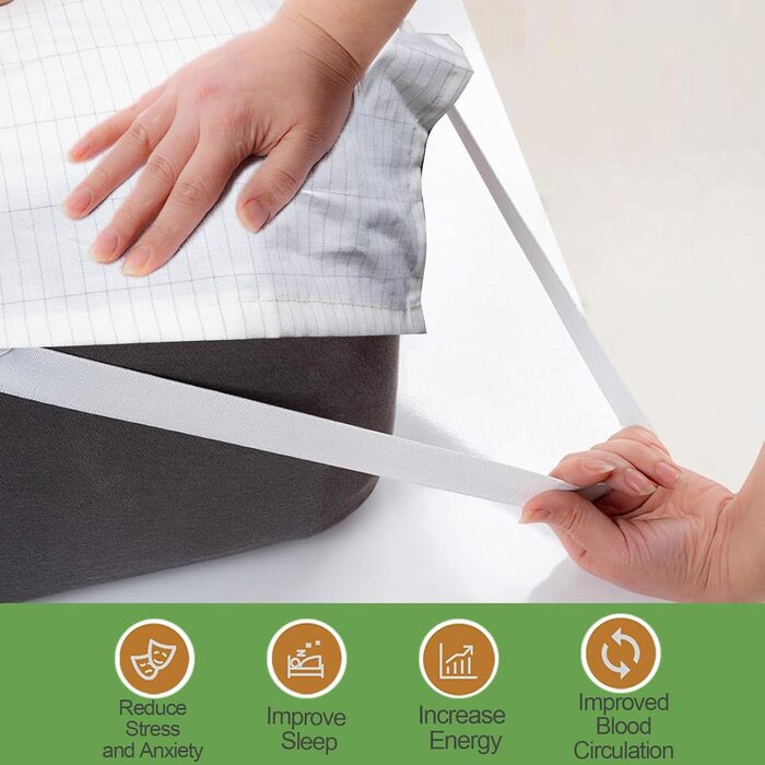 Килимок для заземлення 150x200 см Дихаюче простирадло для заземлення Срібне волокно Заземлюючий простирадло для здоров&39я із заземлюючим кабелем для кращого сну Бежевий 150X200 см