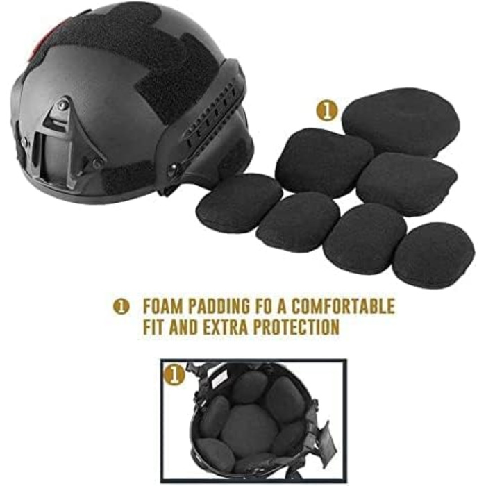 Комплект шолома та повнолицевої маски PJ Tactics Airsoft зі знімними окулярами проти запотівання, швидкий шолом для пейнтболу CS BK