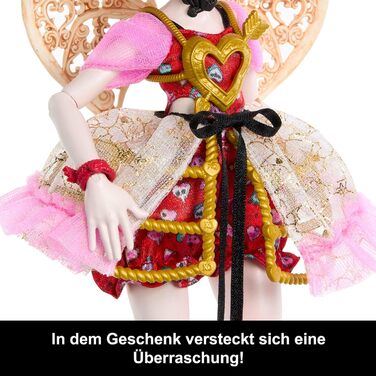 Лялька Monster High Scary Sweet Birthday, Купідон Астерія, у рожево-червоній святковій сукні з тематичними аксесуарами, такими як запрошення, повітряна кулька, подарунок тощо, JBG77 Рожевий/Червоний