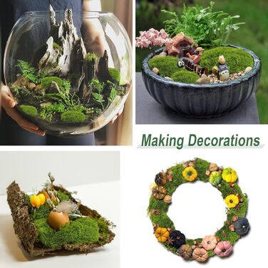 Г штучний мох для декорування, штучний мох для крафта, штучний мох, декоративний штучний мох, штучний декоративний мох, крафтовий мох для стіни, дитячого ліжечка, акваріума, ліжечка, виготовлення моделей (зелений), 150