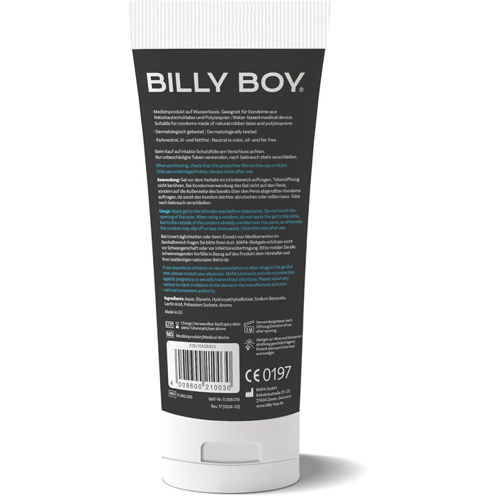 Лубрикант Billy Boy на водній основі, з фруктовим ароматом, 200 мл