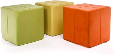 Пуф для ніг, штучна шкіра/мікрофібра, кубоподібний куб, пуф/оттоманка/підставка для ніг для вітальні, декор для дому, 40x40x40 см, Faber Orange A44