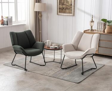 Льняне крісло-гойдалка Chairus для вітальні, балкону, сучасного м&39якого крісла-реклайнера з металевими ніжками (бежевий) Льняний бежевий