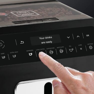 Повністю автоматична кавоварка Krups EA8918 Evidence OLED дисплей Barista Quattro Force Technology 12 Кава 3 варіації чаю Капучино в один дотик Функція 2 чашки Чорний Чорний Сингл