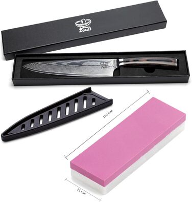 Кухонний ніж XL (32 см) професійний шеф-кухарський ніж з натуральної 67-шарової дамаської сталі I дамаської кухонний ніж і ніж шеф