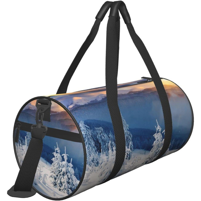 Спортивна сумка для подорожей Захід сонця, зимова, гірська, з принтом, дорожня сумка на ніч, чорна, універсальний розмір