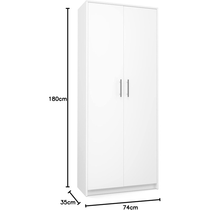 Багатофункціональна шафа Home Collective, біла, ширина 74 см, висота 180 см, з шістьма полицями та додатковим відділенням, картотечна шафа, побутова шафа, органайзер з МДФ