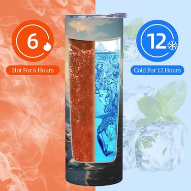 Кухоль з прямою трубочкою, дизайн білий ведмідь взимку, дорожній кухоль з принтом, підходить для кемпінгу, офісу та дому, 590 мл