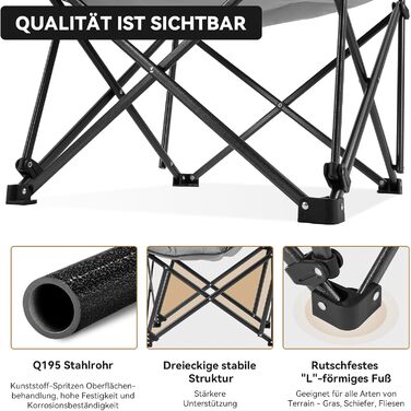 Складаний легкий кемпінговий стілець KingCamp, садовий стілець з високою спинкою, великий м&39який кемпінговий стілець, XXL кемпінговий стілець з сумкою, розслаблюючий стілець для кемпінгу, саду, балкону, пляжу, кемпінговий стілець для активного відпочинк