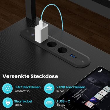 Ігровий стіл, кутовий стіл 150 x 100 см з 3 розетками та 2 USB-портами, двосторонній L-подібний ігровий стіл зі світлодіодним підсвічуванням, комп&39ютерний стіл з висувними ящиками та підставкою для монітора для ігор, домашній офіс, чорний 150 x 100 см