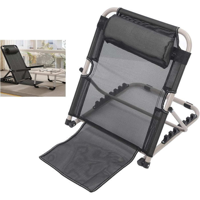 Підйомна спинка ліжка, 6-ступінчаста регульована підйомна спинка ліжка, складна спинка ліжка з підголівником, портативна підйомна спинка ліжка для догляду за пацієнтами, читання, перегляду телевізора, їжі