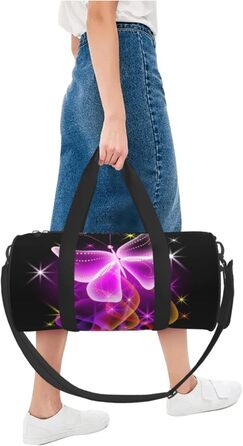 Спортивна сумка для подорожей, малюнок танцюючий метелик, чорний колір, універсальний розмір