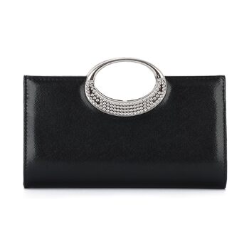 Чорне клатч-зімкнення зі знімним ланцюжком. Елегантна жіноча сумочка для вечірок, весіль, вечер та повсякденного використання.